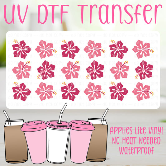 Pink Luau Flowers UV DTF Can Wrap