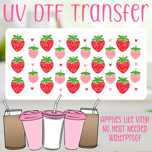 Strawberries UV DTF Can Wrap