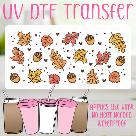 Acorns & Leaves UV DTF Can Wrap