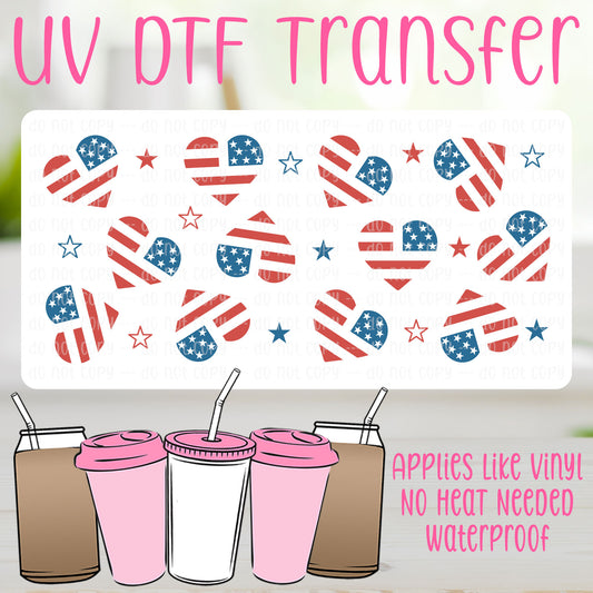 America Hearts UV DTF Can Wrap