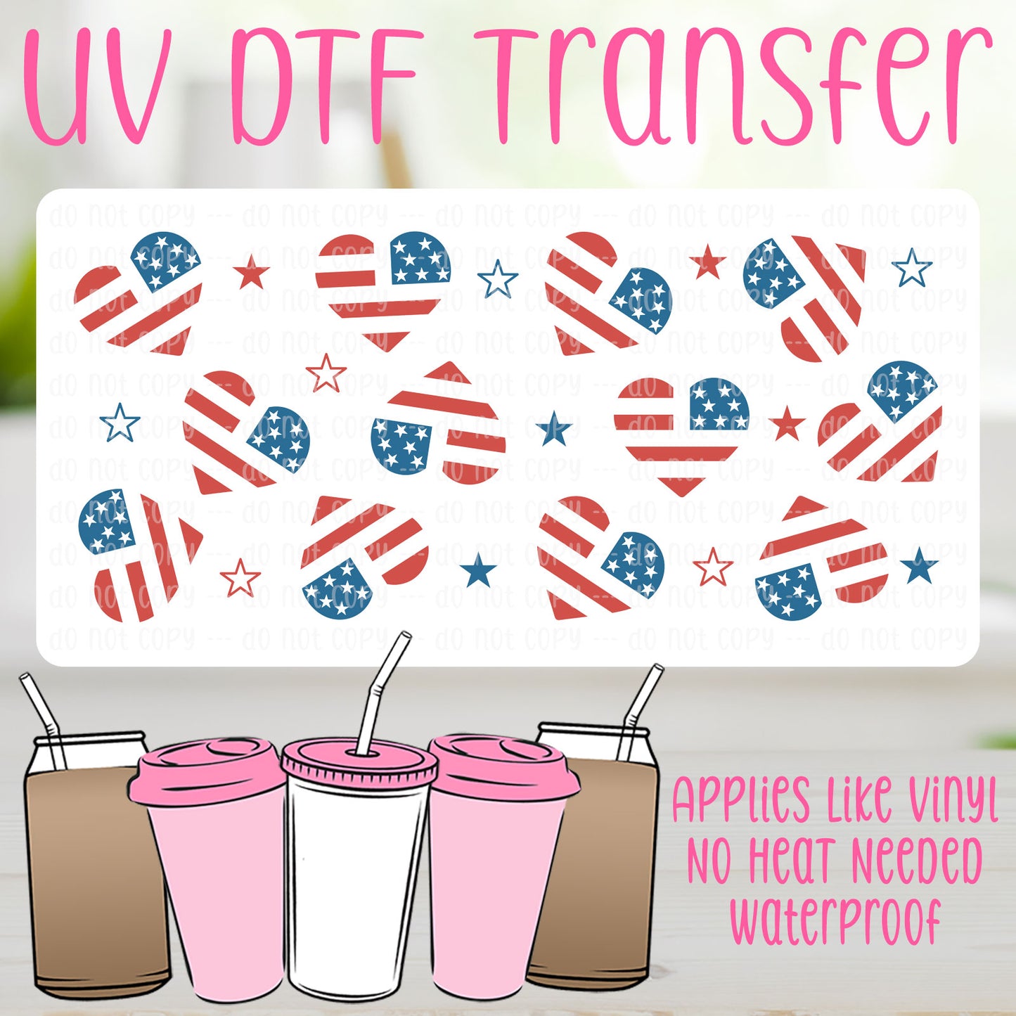America Hearts UV DTF Can Wrap