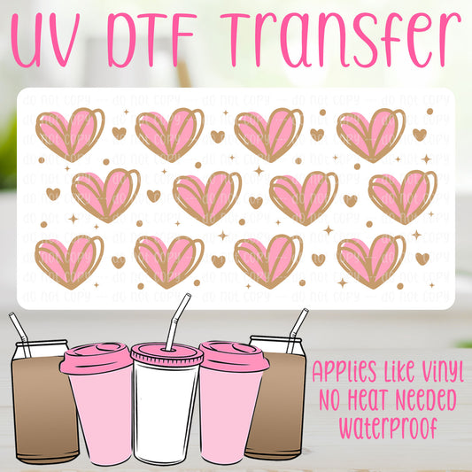 Pink Hearts UV DTF Can Wrap