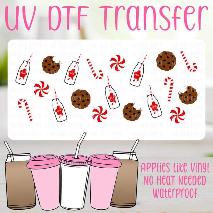 Milk & Cookies & Peppermint Treats UV DTF Can Wrap