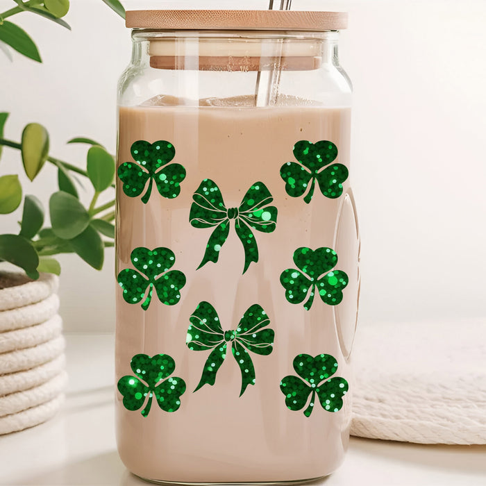 Coquette Bows & Shamrocks UV DTF Can Wrap