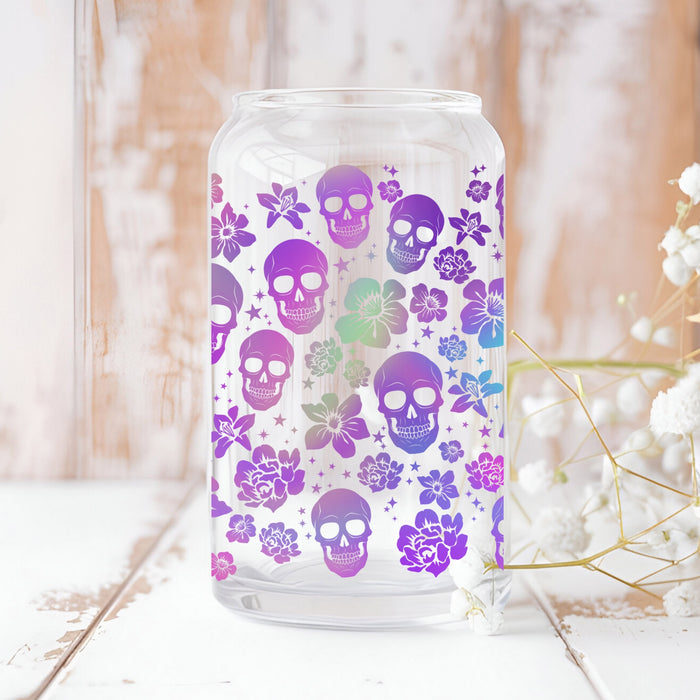 Floral Skulls UV DTF Can Wrap