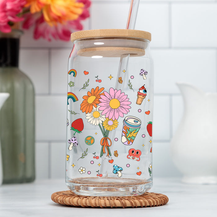 Daisies, Hearts & Rainbows UV DTF Can Wrap