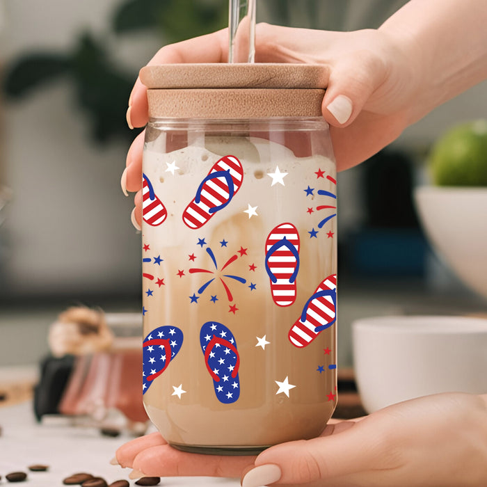 Patriotic Flip Flops UV DTF Can Wrap