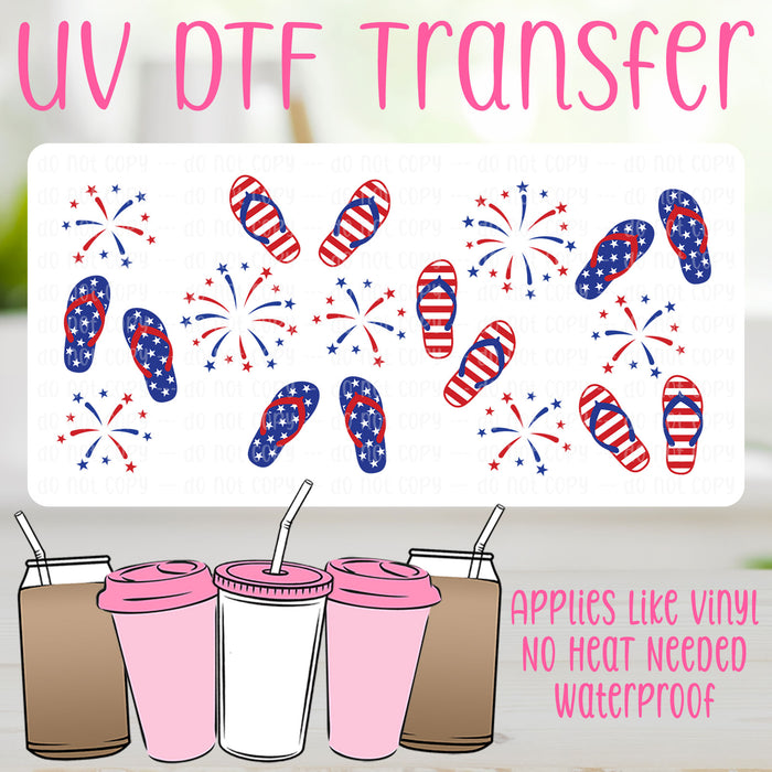 Patriotic Flip Flops UV DTF Can Wrap