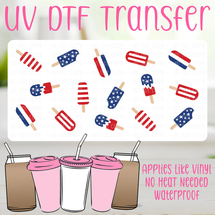 Patriotic Popsicles UV DTF Can Wrap