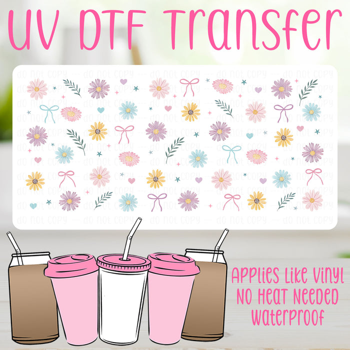 Daisies & Bows UV DTF Can Wrap