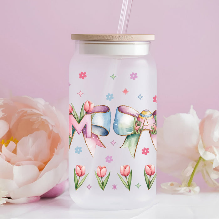 Mama Easter Bows & Lillies UV DTF Can Wrap