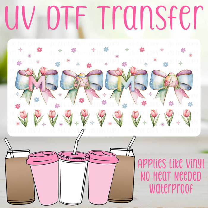 Mama Easter Bows & Lillies UV DTF Can Wrap