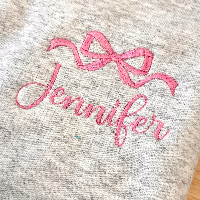 Coquette Bow & Name 1/4 Zip Sweatshirt