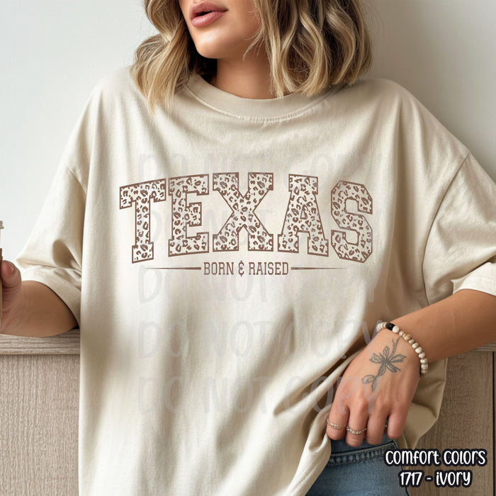 Arched Leopard Born & Raised State DTF Transfer