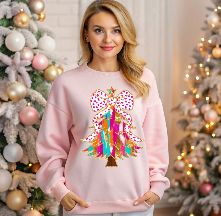 Colorful Christmas Tree With Bow 10 Pack