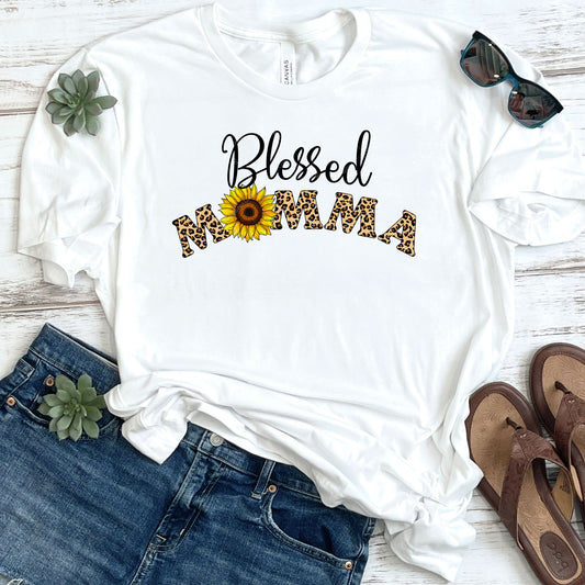 Blessed Leopard Print Sunflower Mama DTF