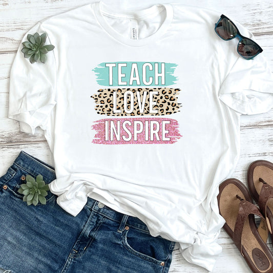 Teach Love Inspire Leopard Print DTF