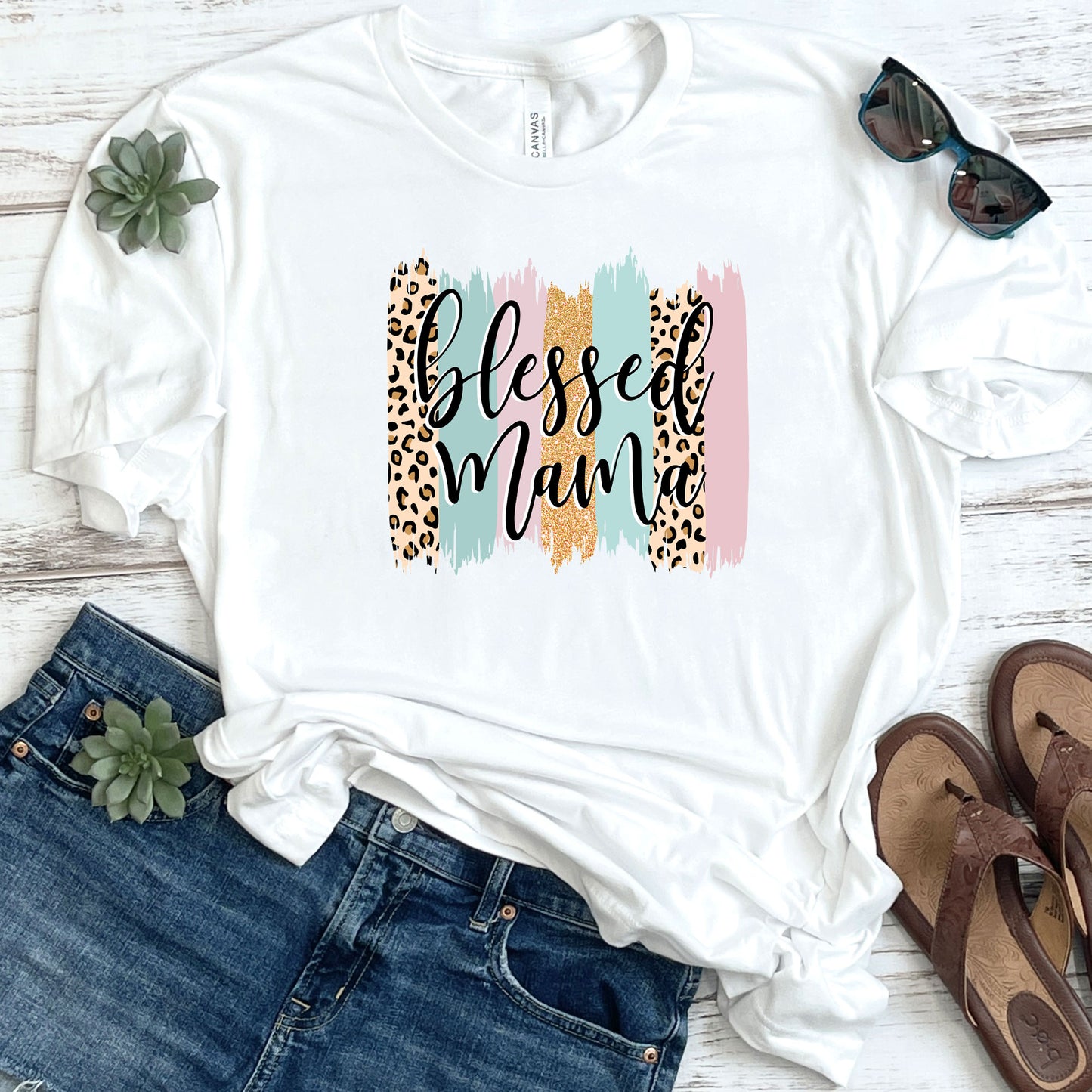 Colorful Blessed Mama Leopard Print DTF