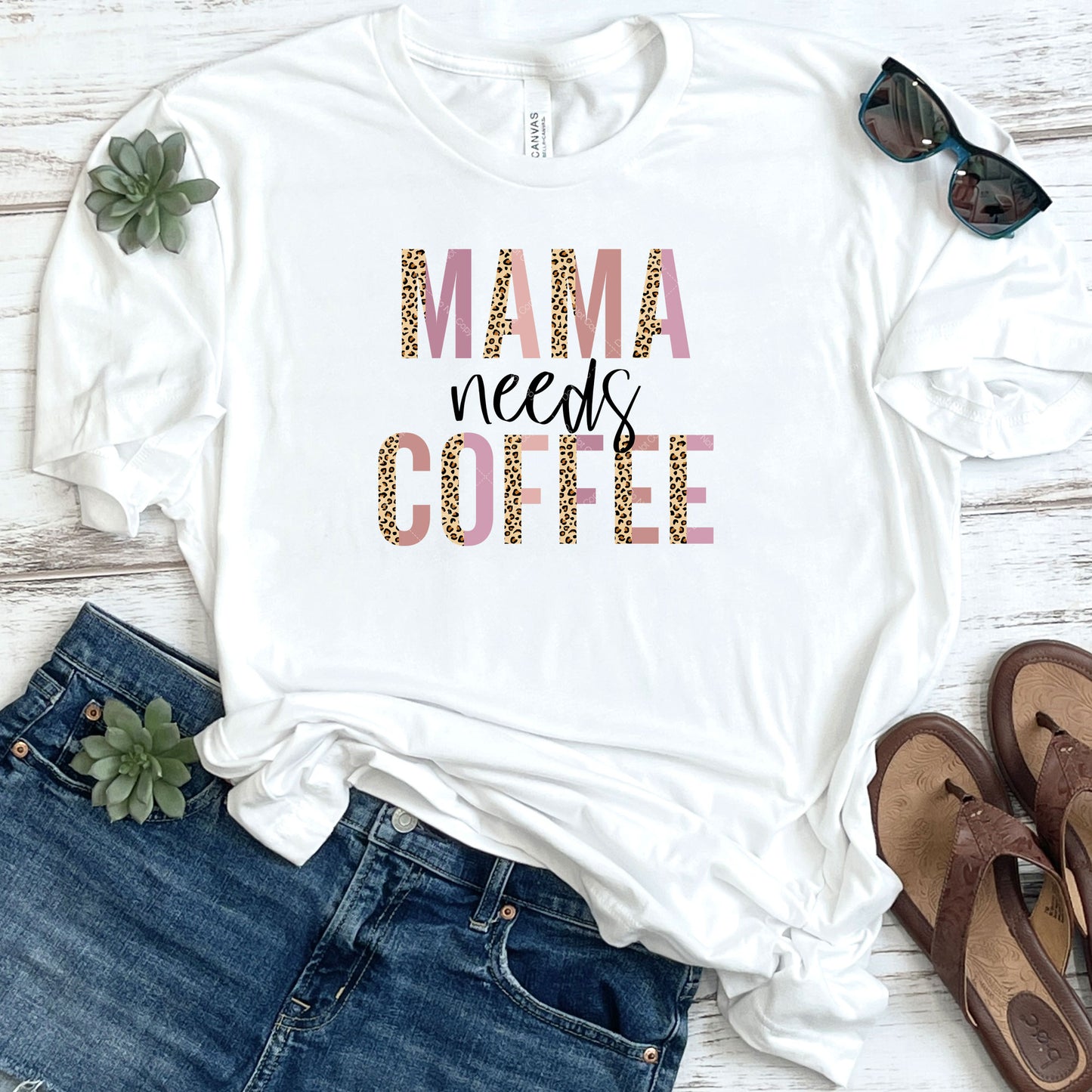 Leopard Mama Needs Coffee DTF