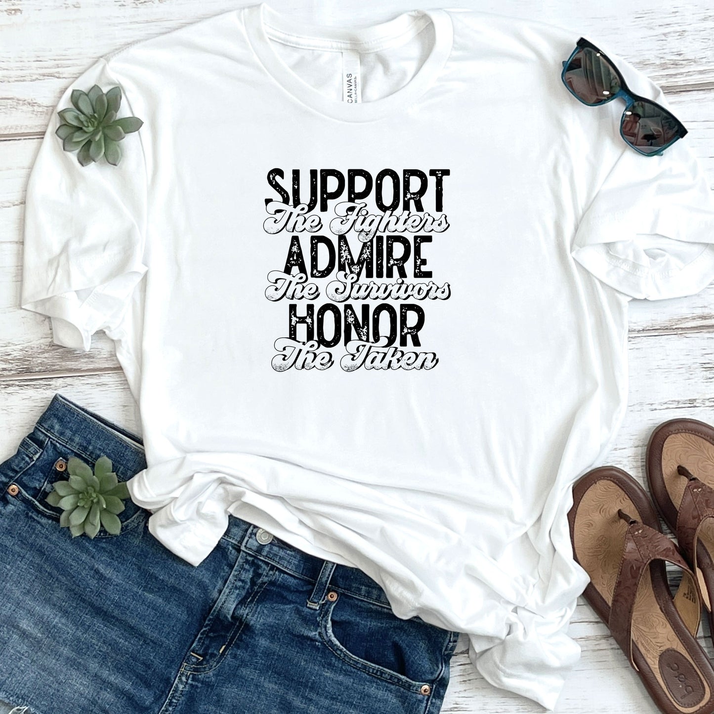 Support The Fighters Admire The Survivors in Black DTF