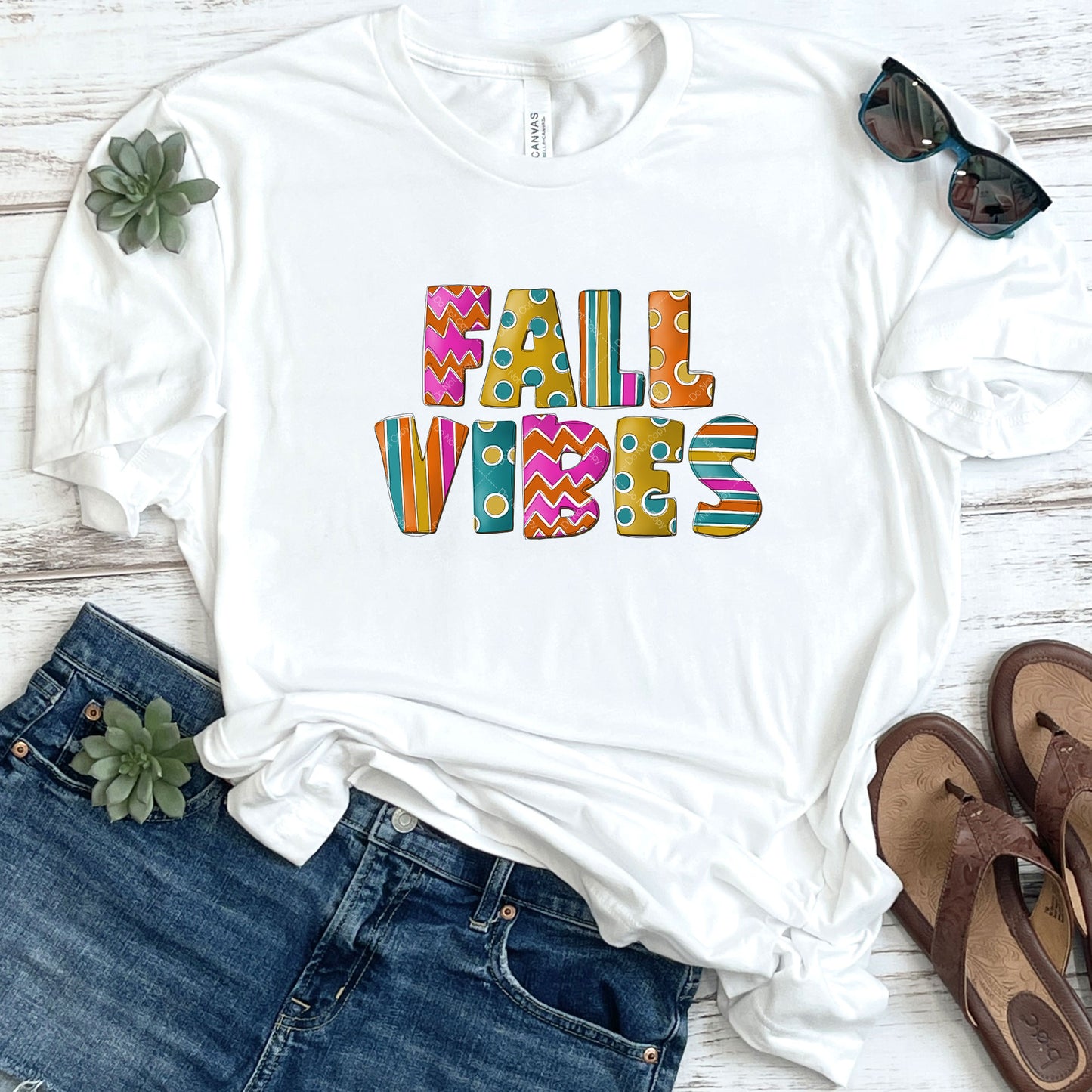 Colorful Chevron, Stripes & Dots Fall Vibes DTF