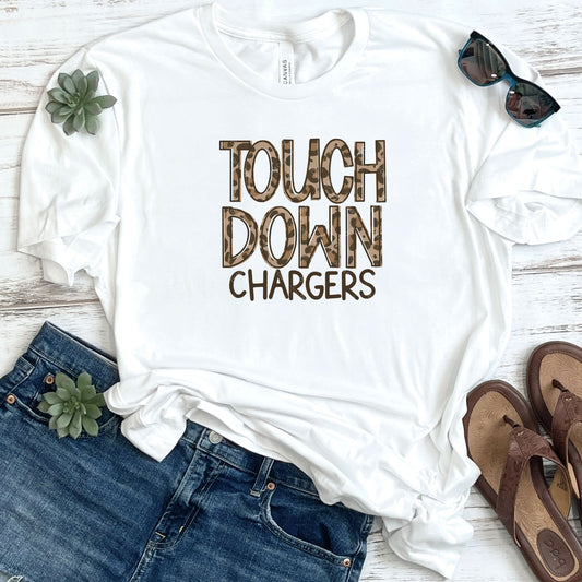 Leopard Print Touchdown Chargers DTF