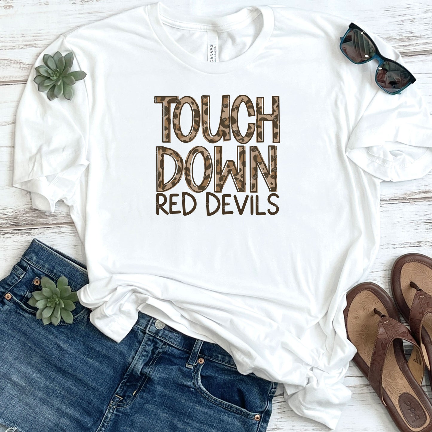 Leopard Print Touchdown Red Devils DTF