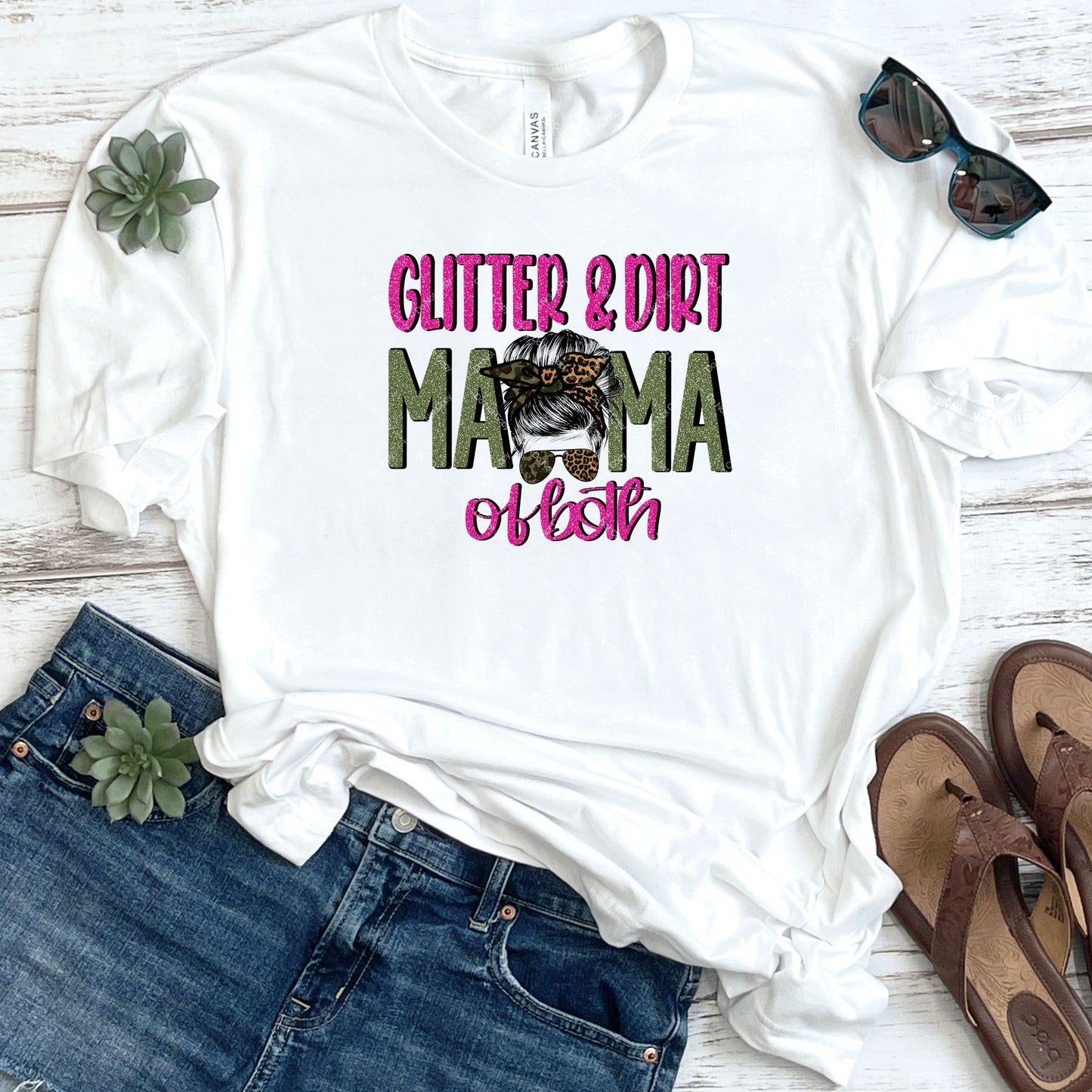 Glitter & Dirt Mama Of Both DTF