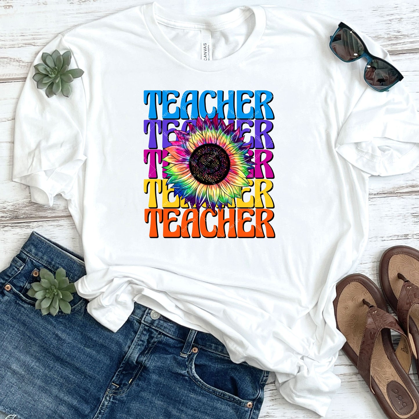 Sunflower Tye Dye Teacher DTF