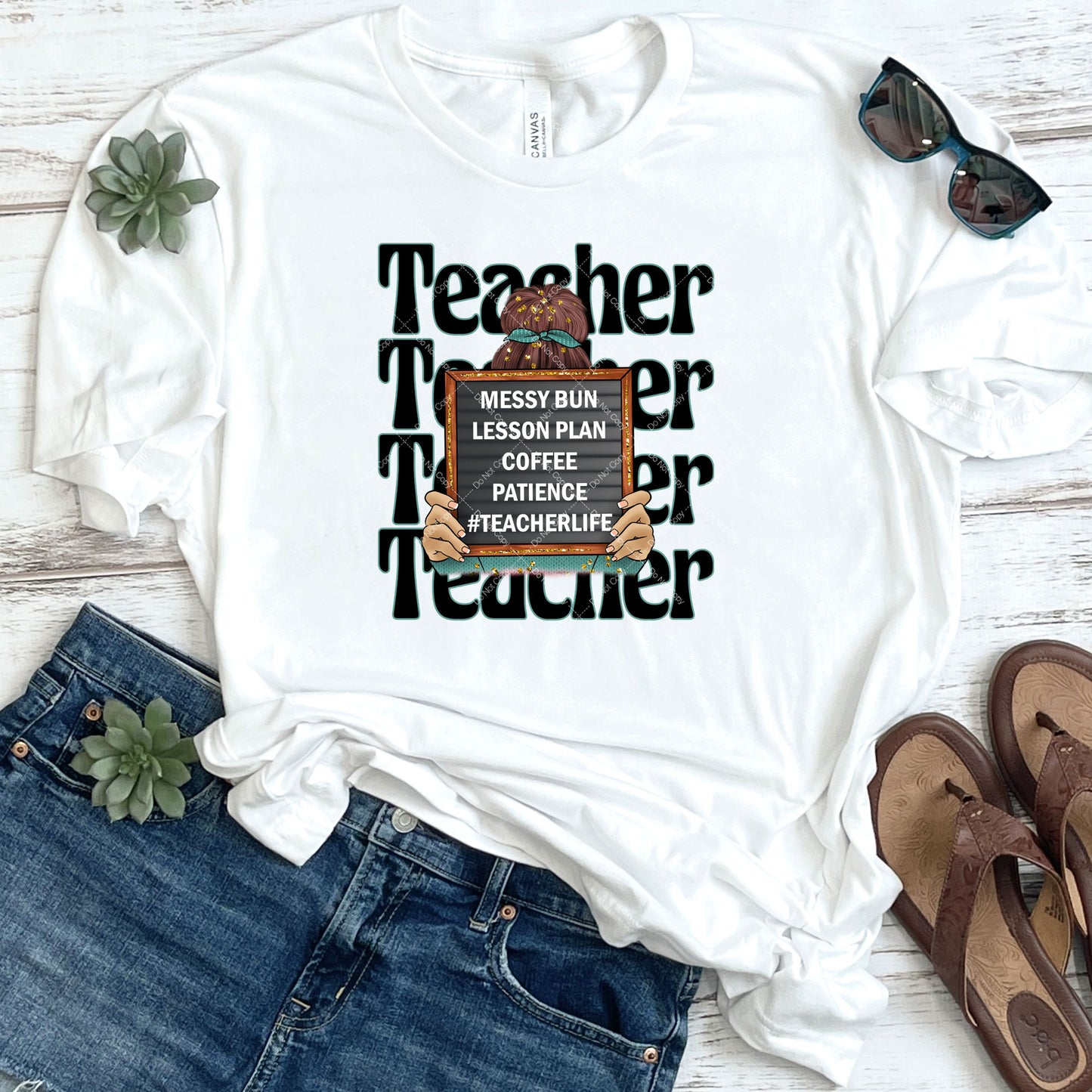 Messy Bun Lesson Plan Coffee & Patience Teacher Life Red Head DTF