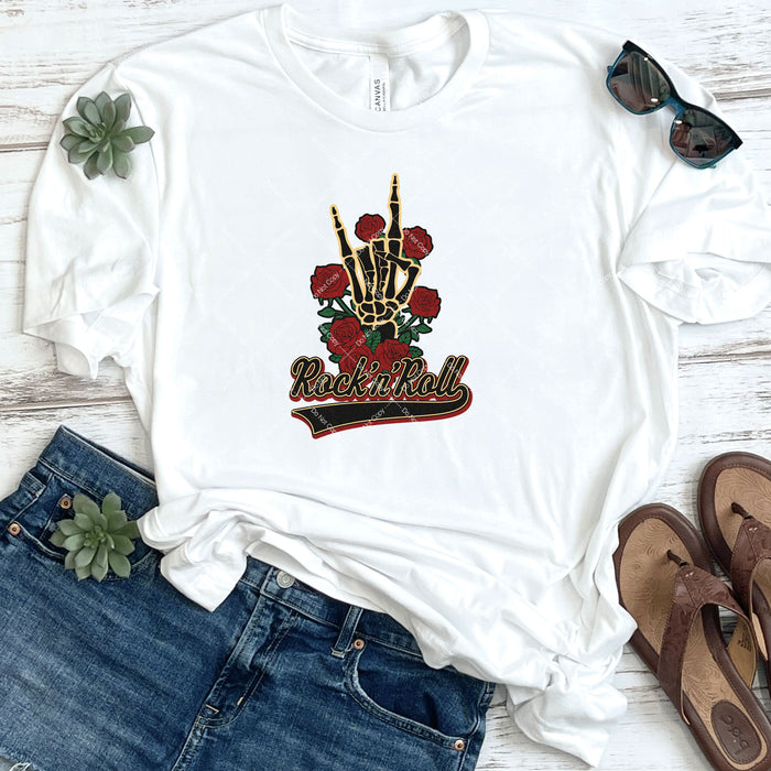 Rock N Roll Skeleton Roses DTF