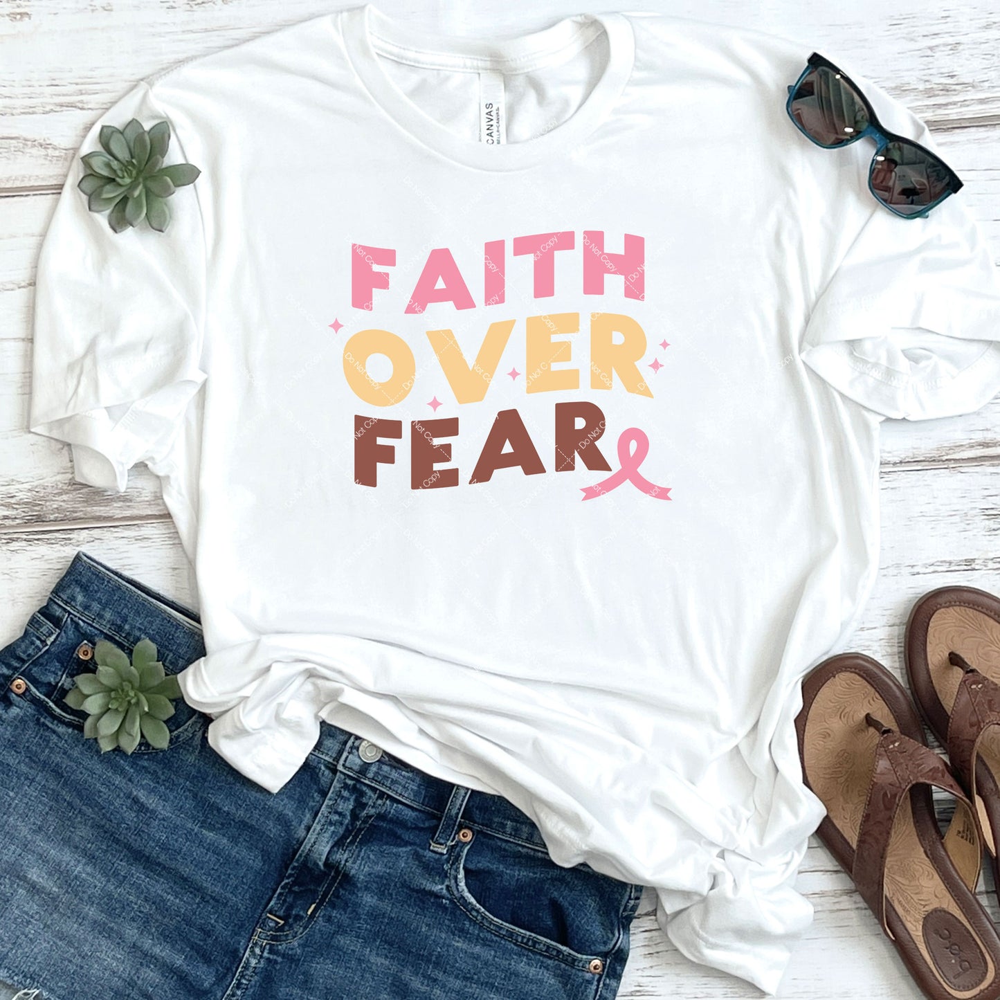 Faith Over Fear Pink Ribbon DTF