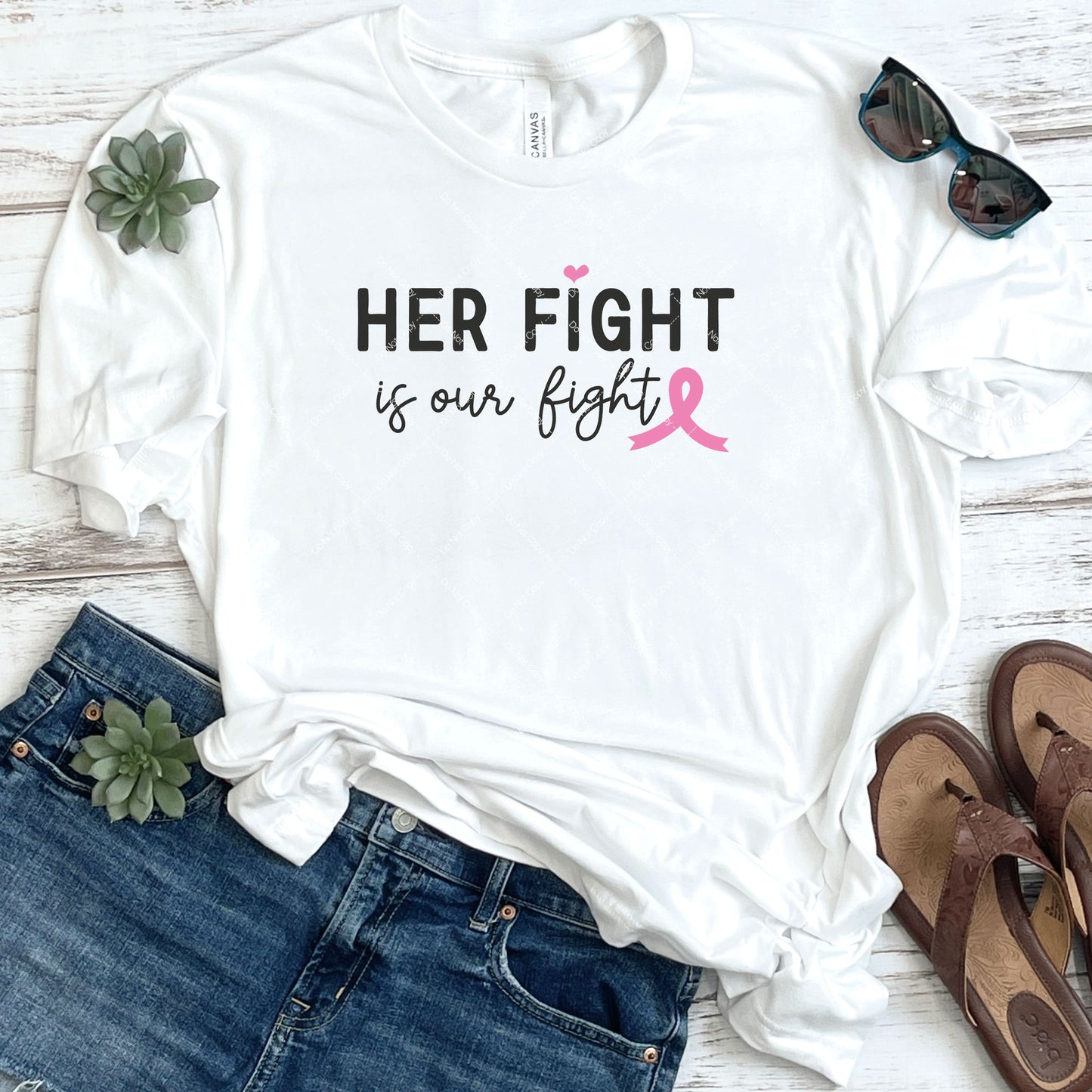 Her Fight is Our Fight Pink Ribbon DTF