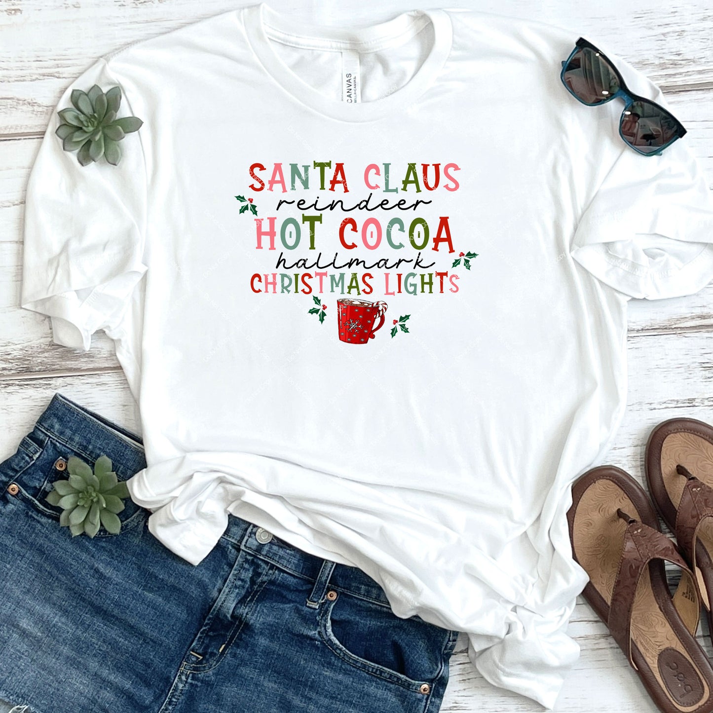 Santa Claus, Hot Cocoa & Christmas Lights DTF