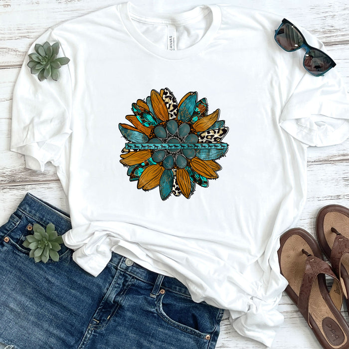 Turquoise Sunflower Horses DTF