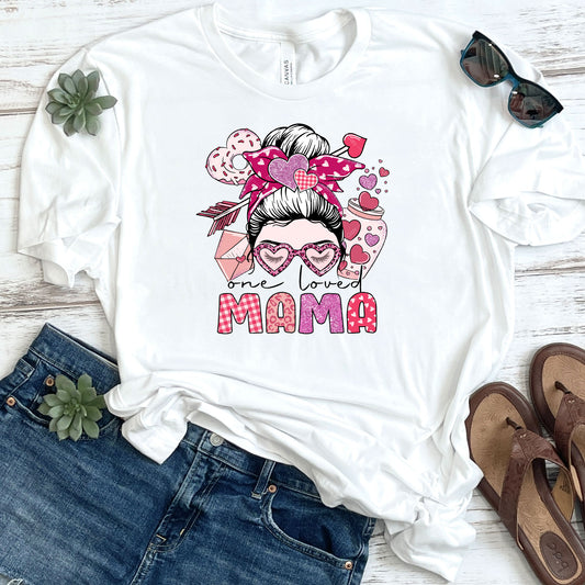 One Loved Messy Bun Mama DTF
