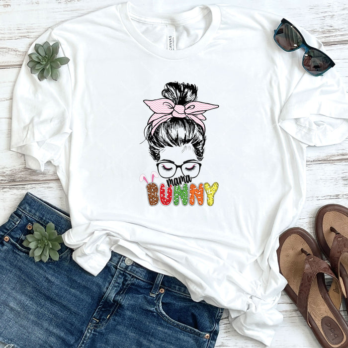 Messy Bun Mama Bunny DTF
