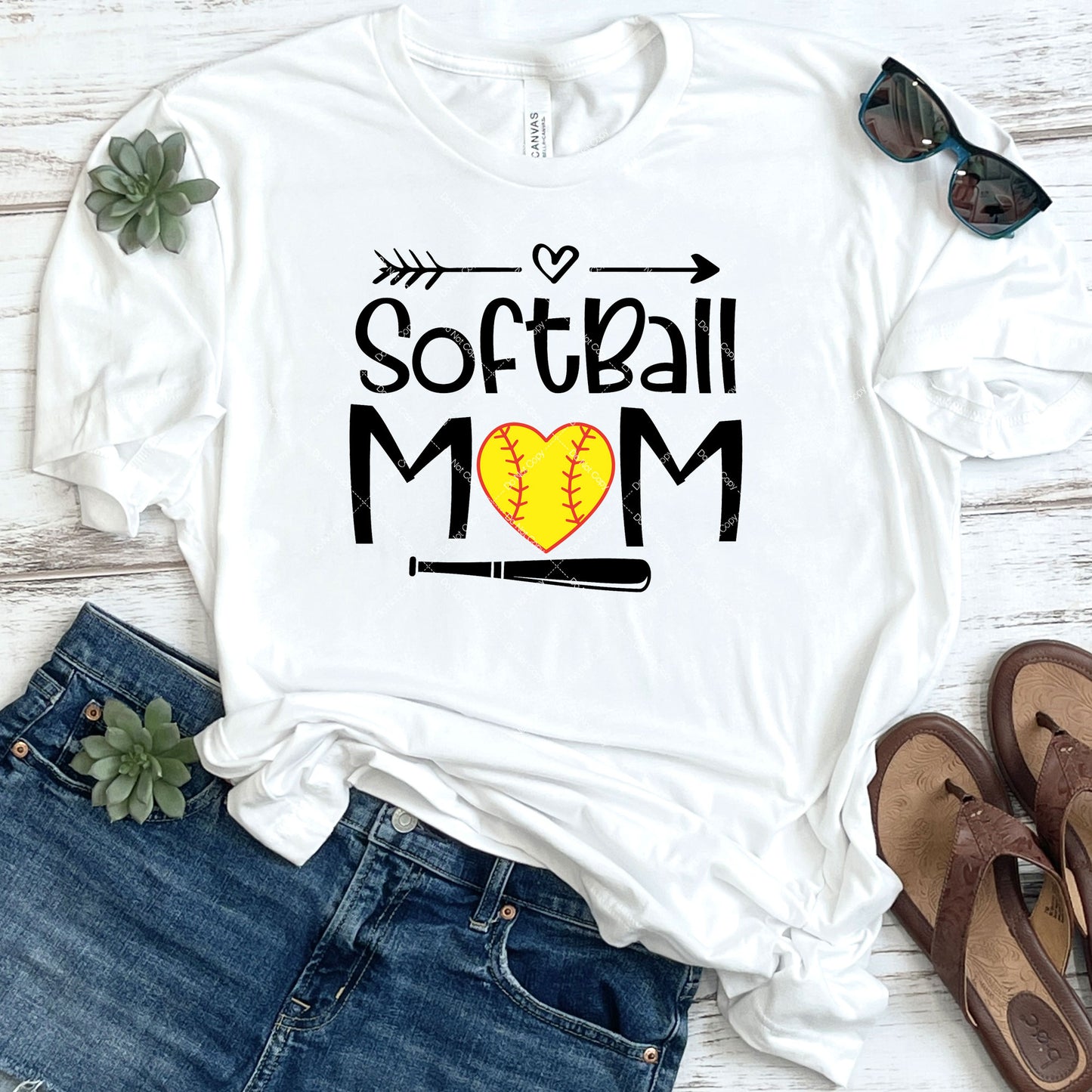 Softball Mom Heart DTF