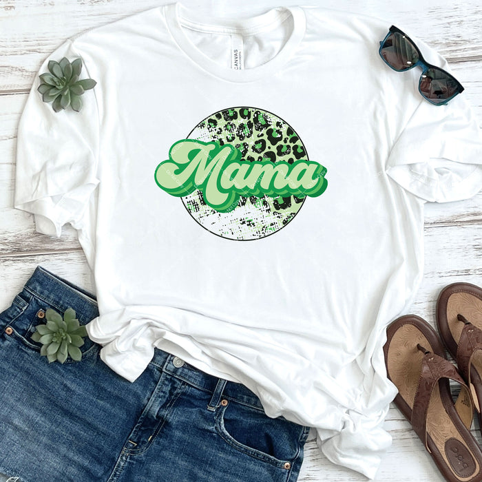 Green Leopard Print Mama DTF