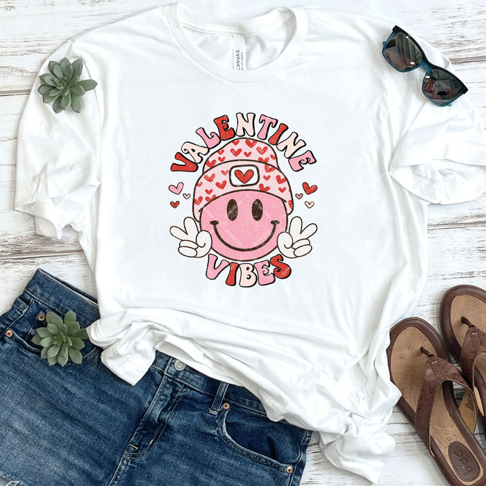 Pink Valentine Vibes Smiley Grunge DTF