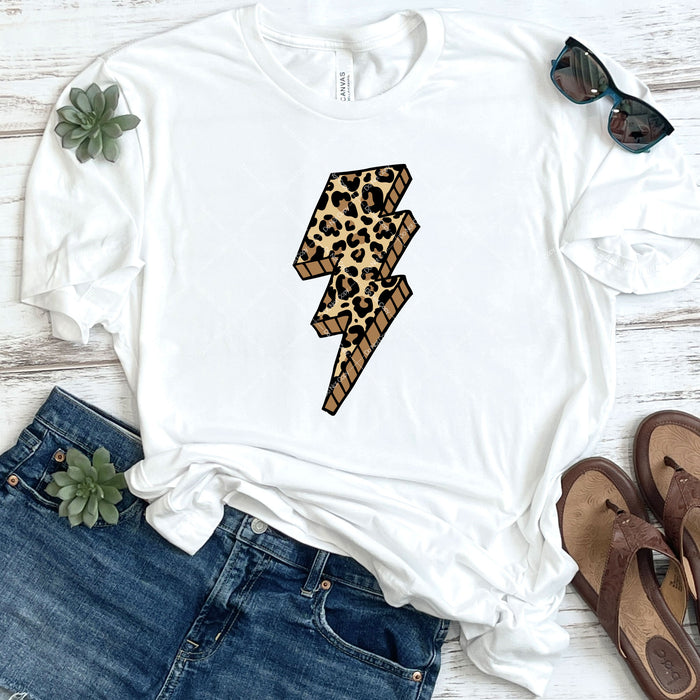 Leopard Print Lightning Bolt DTF