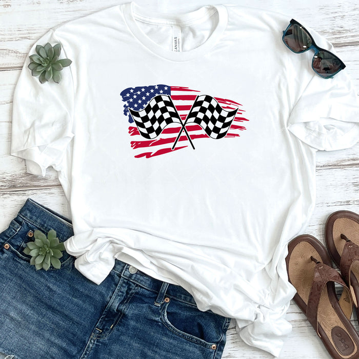 American Flag & Checkered Racing Flag DTF
