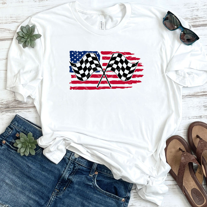 American Flag & Checkered Racing Flag DTF