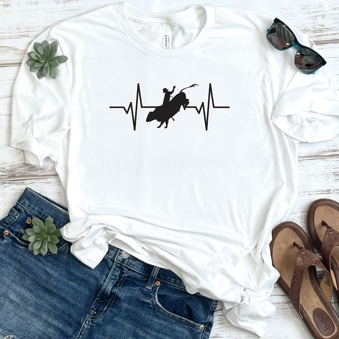 Rodeo Bull Rider Heartbeat DTF