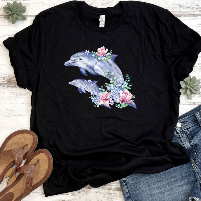 Floral Dolphins DTF