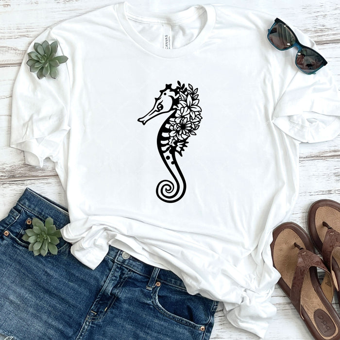 Floral Seahorse DTF