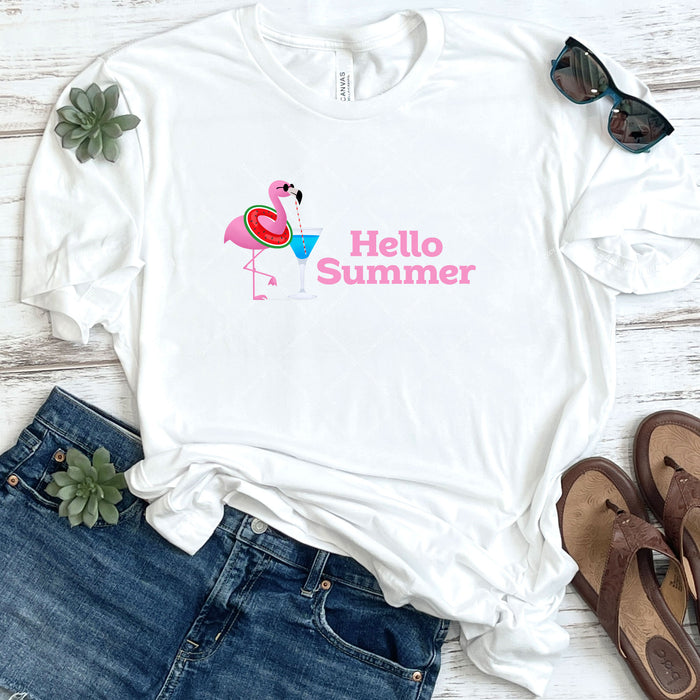 Hello Summer Flamingo Cocktail DTF