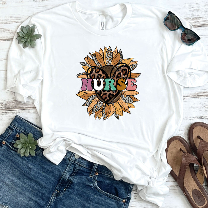 Nurse Leopard Heart Sunflower DTF