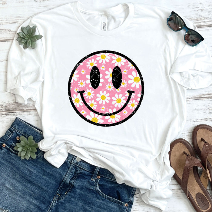 Pink Floral Smiley DTF
