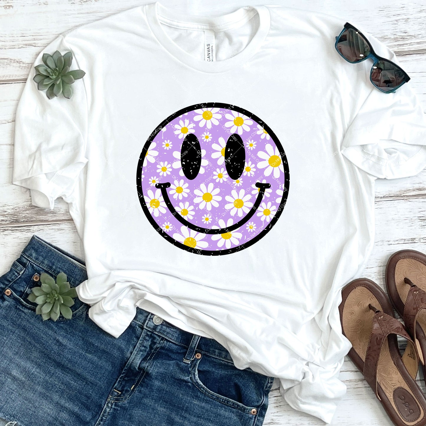 Lavender Floral Smiley DTF